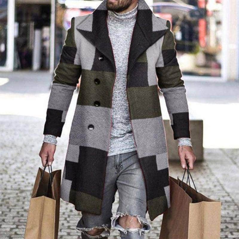 Manteau à carreaux avec impression numérique 3D pour hommes