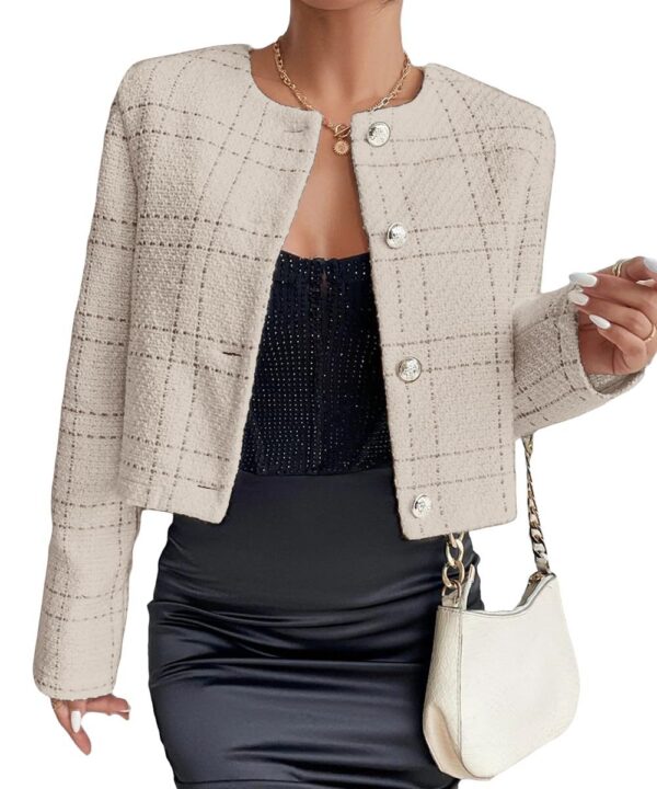 Veste à boutons en plaid à la mode des femmes – Image 6