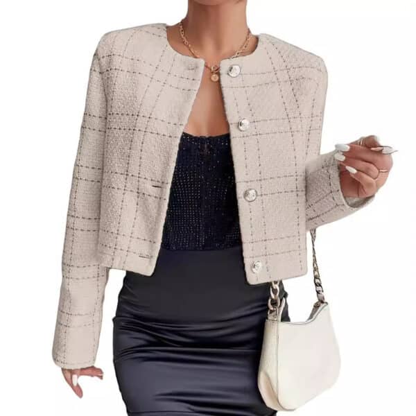 Veste à boutons en plaid à la mode des femmes – Image 4