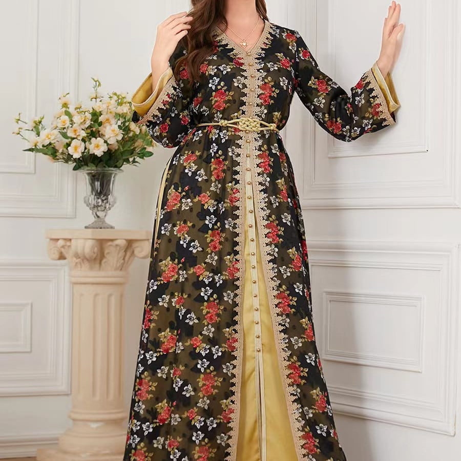 Robe à manches longues et col en v à la mode pour femmes – Image 3
