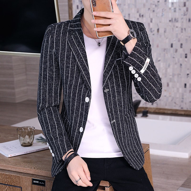 Blazer à carreaux décontracté à la mode pour hommes – Image 3
