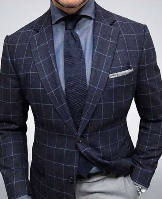 Blazer à carreaux à un rang et deux boutons pour hommes – Image 2