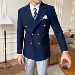 Veste de costume à doubles boutonnages élégante et à la mode pour hommes