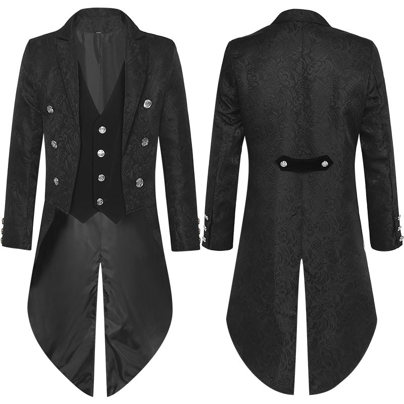 Blazer Jacquard mi-long de style gothique rétro pour hommes