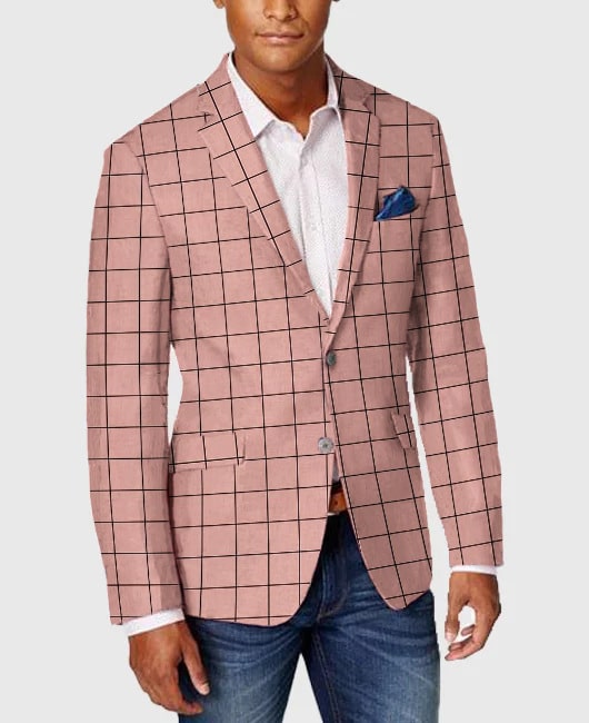 Blazer à carreaux à un rang et deux boutons pour hommes – Image 9