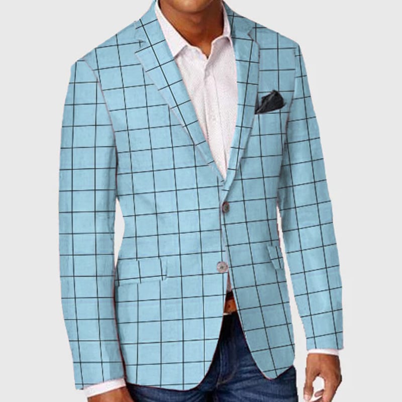 Blazer à carreaux à un rang et deux boutons pour hommes