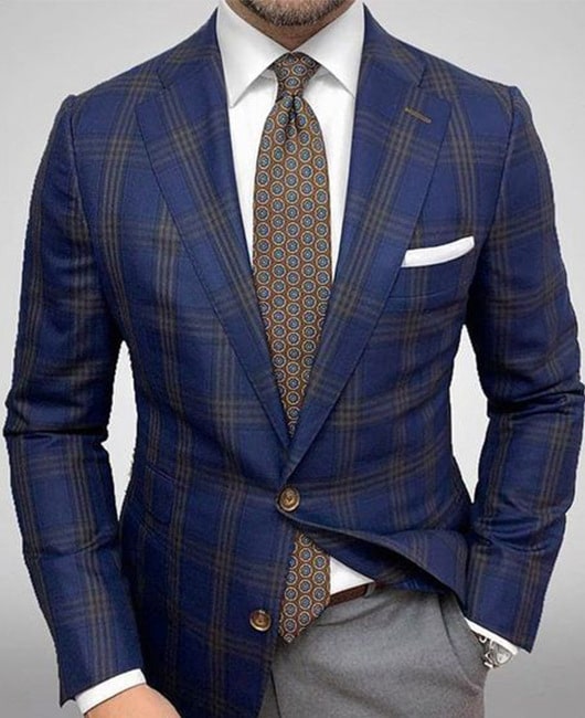 Blazer à carreaux à un rang et deux boutons pour hommes – Image 8