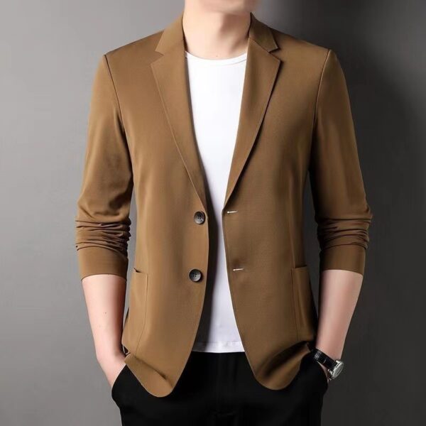 Blazer de couleur solide style cardigan à la mode pour hommes – Image 6
