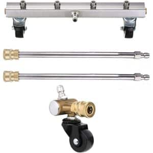 Nettoyeur sous pression avec roue pivotante et 2 rallonges pour voitures