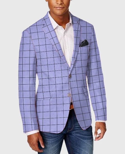Blazer à carreaux à un rang et deux boutons pour hommes – Image 4