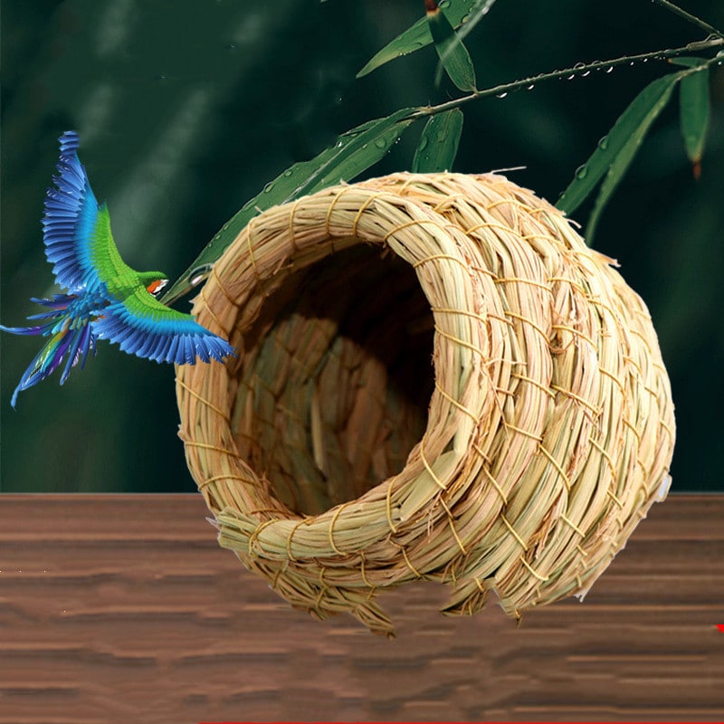 Nid d'oiseau en paille chaud