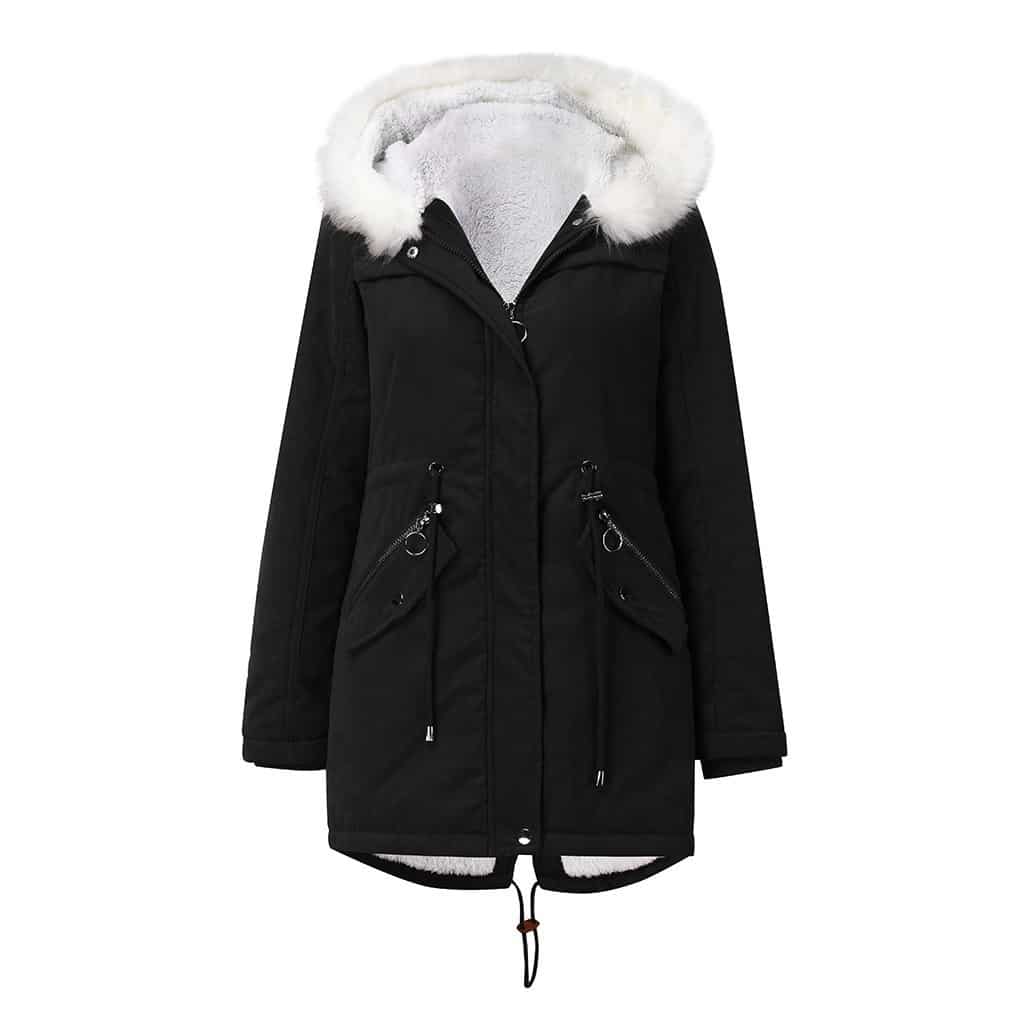 Manteau en coton rembourré pour femmes. Parka à col en fourrure blanche – Image 6