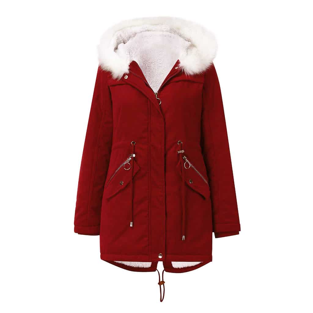 Manteau en coton rembourré pour femmes. Parka à col en fourrure blanche – Image 4