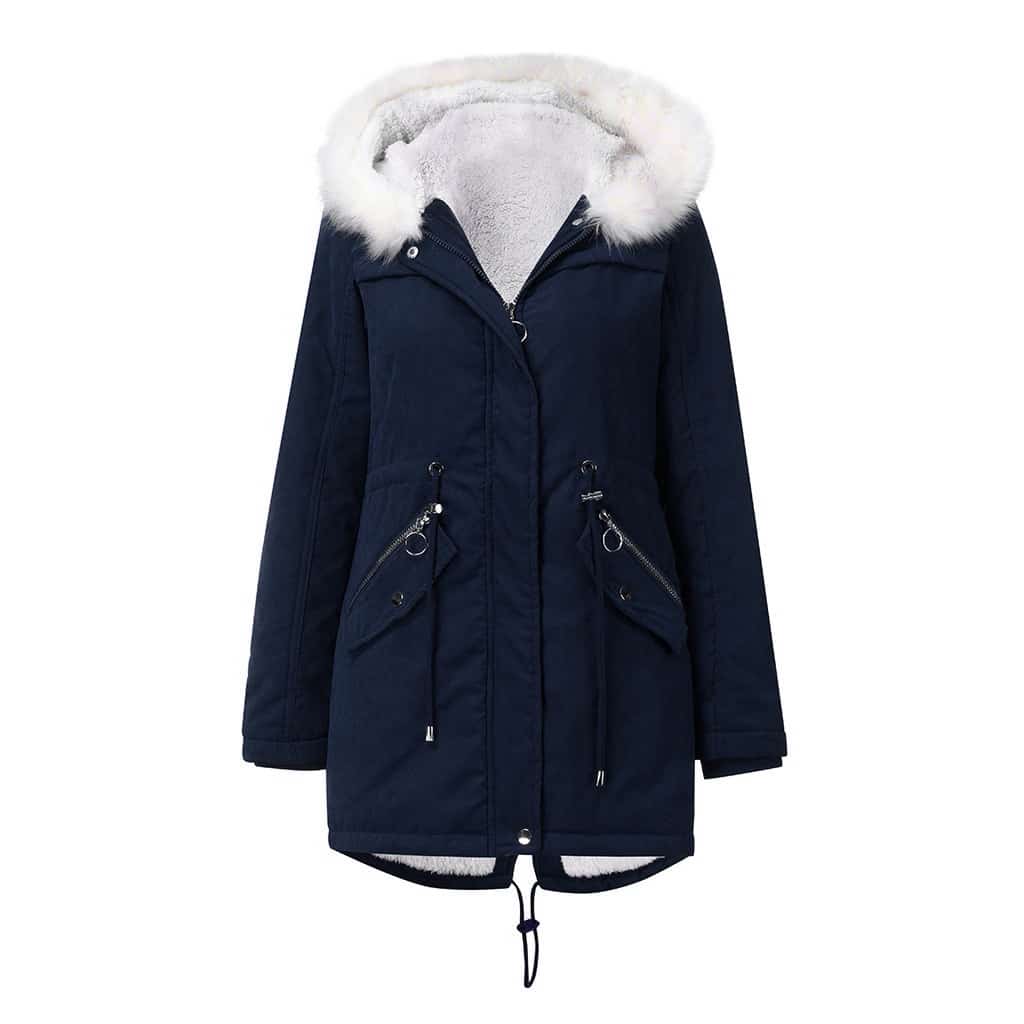 Manteau en coton rembourré pour femmes. Parka à col en fourrure blanche – Image 5
