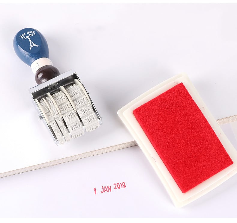 Tampon dateur avec poignée en bois – Image 2