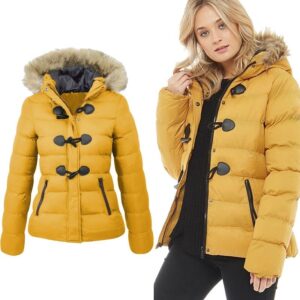 Manteau en coton pour femmes avec décoration de boucles en corne