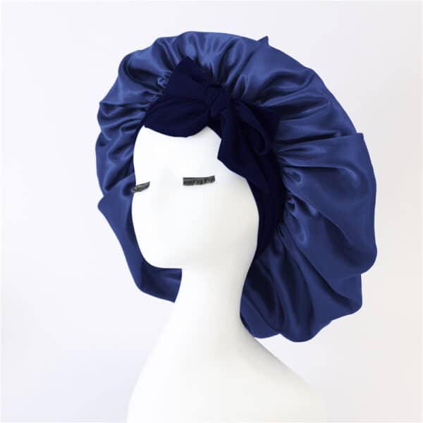 Bonnet en satin à double couches pour femmes. Bonnet de nuit. Bonnet de sommeil. Echarpe pour cheveux avec bande de cravate pour cheveux bouclés – Image 6