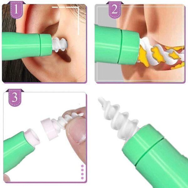 Nettoyeur d'oreilles en spirale et en silicone souple avec 16 têtes de remplacement. Outil pour enlever le cérumen – Image 6