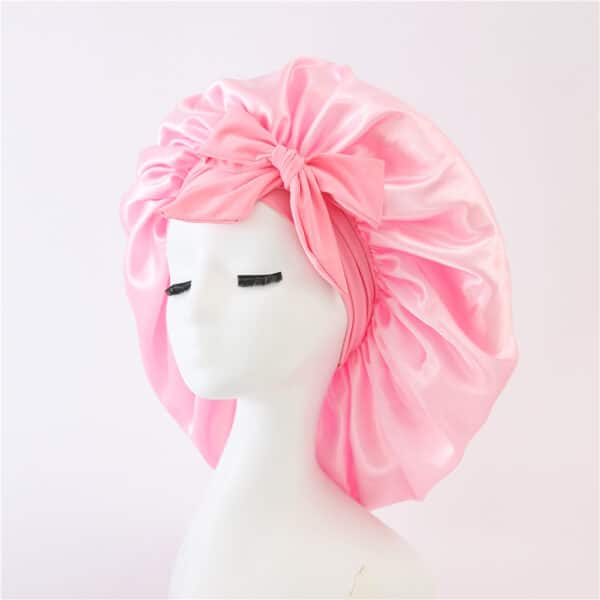 Bonnet en satin à double couches pour femmes. Bonnet de nuit. Bonnet de sommeil. Echarpe pour cheveux avec bande de cravate pour cheveux bouclés – Image 8