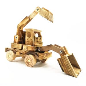 Modèle réduit de pelleteuse en bois. Jouets pour enfants