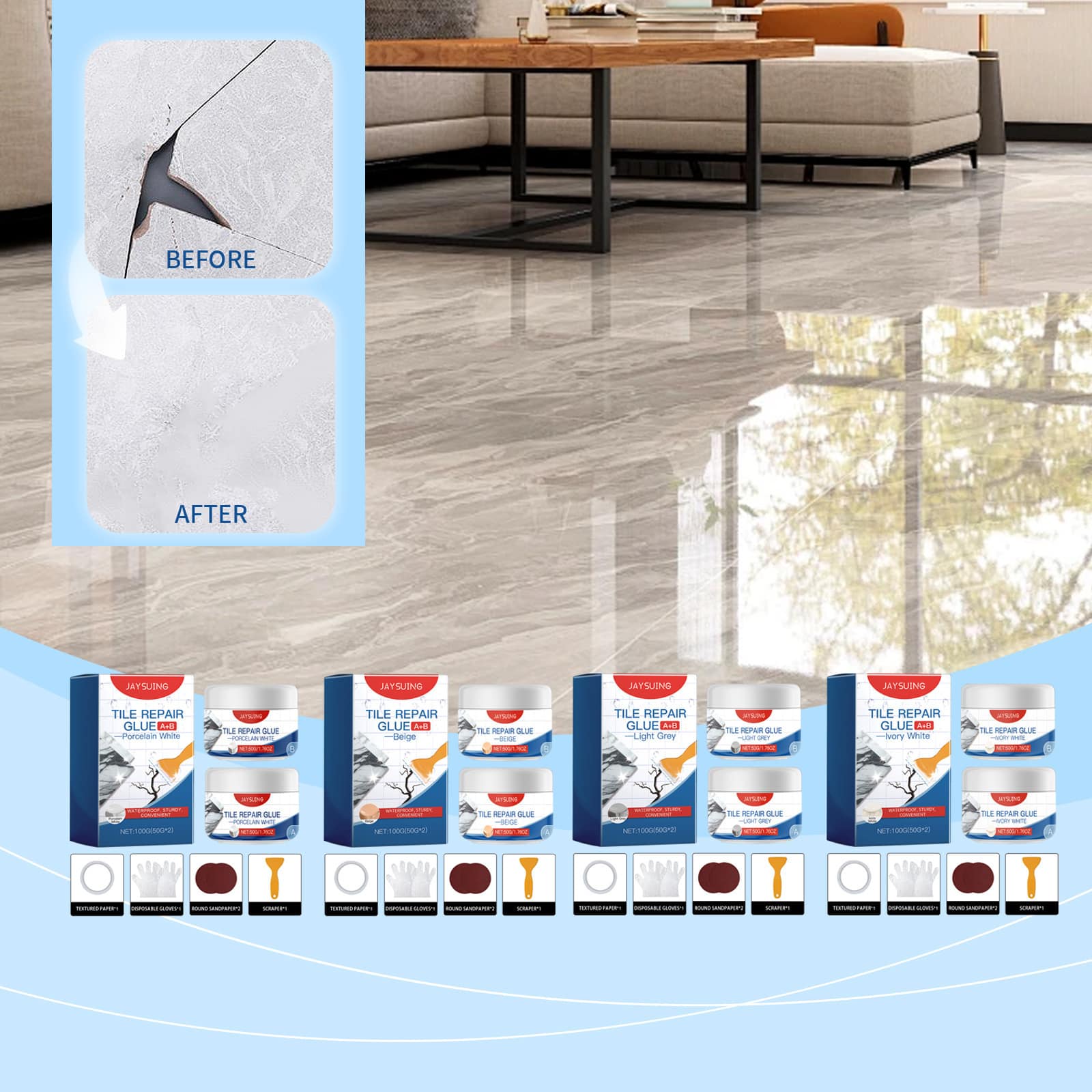 Colle de réparation de carrelage et de fuites des salles de bain – Image 2
