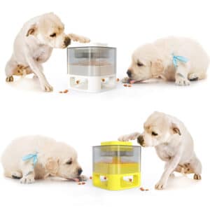 Mangeoire pour chiens et chats. Accessoires pour animaux de compagnie. Jouet éducatif pour chiens et chats. Distributeur automatique de nourriture. Un seul clic vient de la nourriture