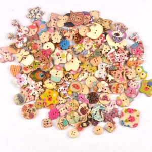 200 pièces. Boutons en bois multicolore. Boutons mixtes en métal pour vêtements