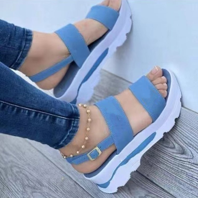 Sandales compensées à boucles décontractées pour femmes