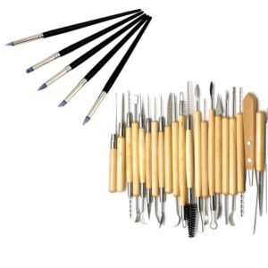 27 pièces. Ensemble d'outils de poterie en argile+rouleau