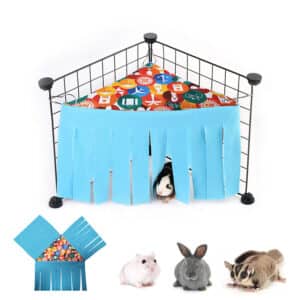 Hamac de hamster avec pompons sur trois côtés pour lapins. Hamac pour animaux de compagnie