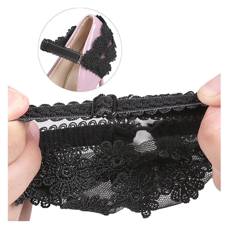 Une paire de sangles de talons en dentelle anti-chutes. Boucles de chaussures anti-chutes pour femmes – Image 2