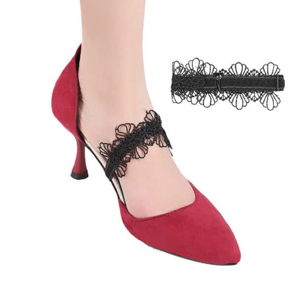 Une paire de sangles de talons en dentelle anti-chutes. Boucles de chaussures anti-chutes pour femmes – Image 5