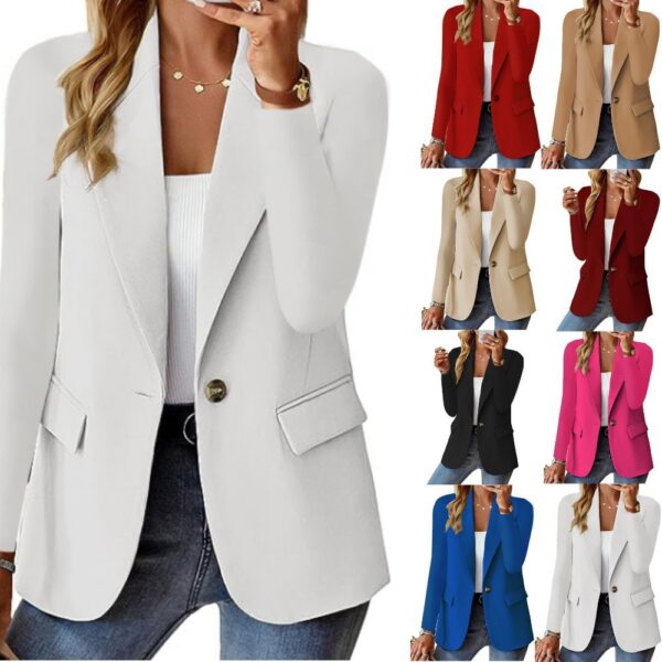 Veste à revers boutonnée de style décontracté avec manches longues et à la mode pour femmes – Image 11