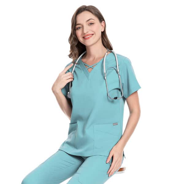 Uniforme de travail élastique pour aide-soignantes, infirmières et de médecins. Costume de salon de beauté pour femmes – Image 4