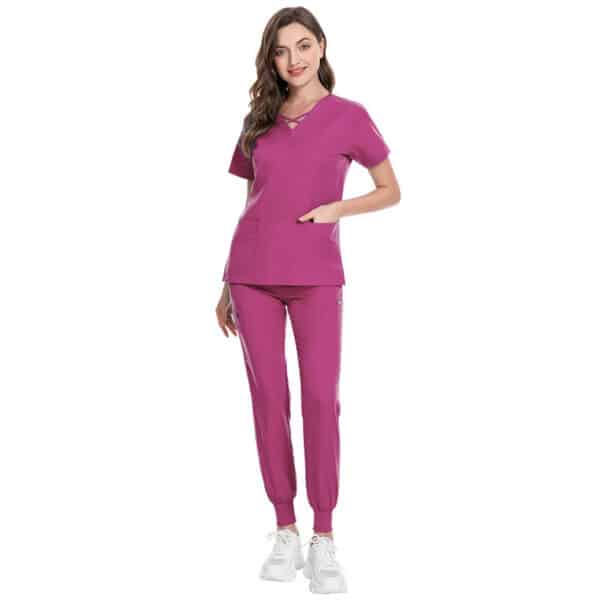Uniforme de travail élastique pour aide-soignantes, infirmières et de médecins. Costume de salon de beauté pour femmes – Image 6