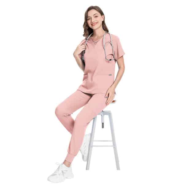 Uniforme de travail élastique pour aide-soignantes, infirmières et de médecins. Costume de salon de beauté pour femmes – Image 3