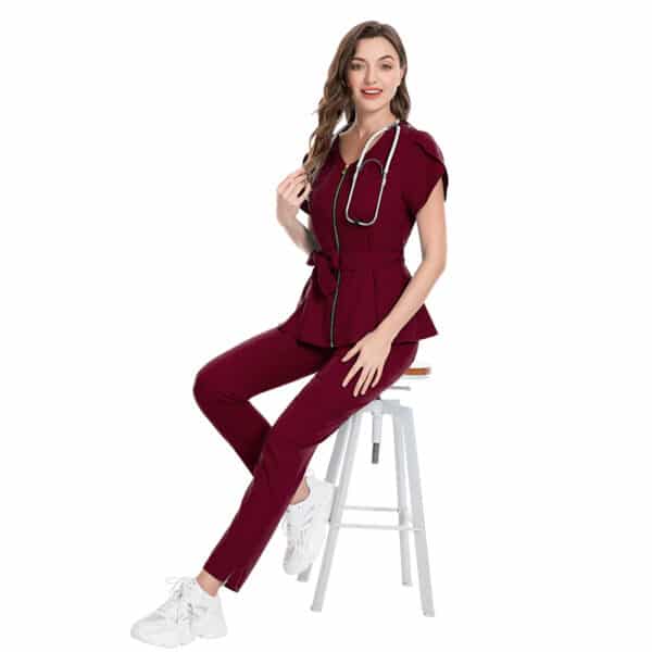 Vêtements de travail à manches courtes pour aide-soignantes, infirmières, esthéticiennes, cosméticiennes et chimistes femmes – Image 2