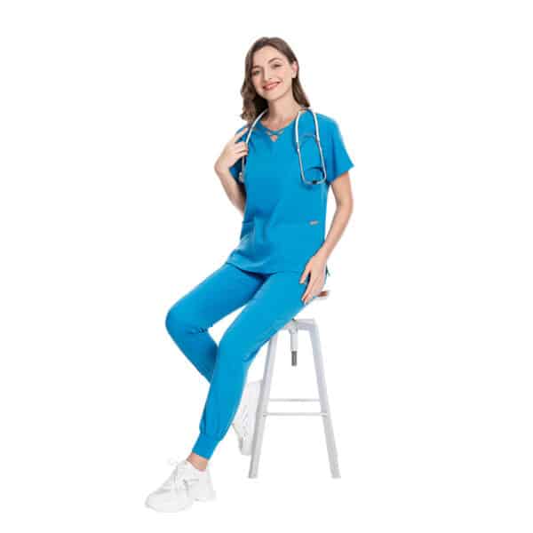 Uniforme de travail élastique pour aide-soignantes, infirmières et de médecins. Costume de salon de beauté pour femmes – Image 7