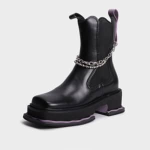 Bottines épaisses avec chaîne pour femmes