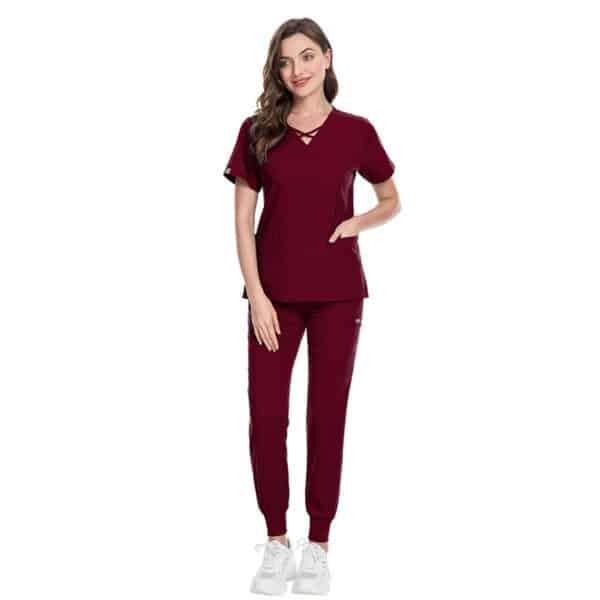 Uniforme de travail élastique pour aide-soignantes, infirmières et de médecins. Costume de salon de beauté pour femmes – Image 8