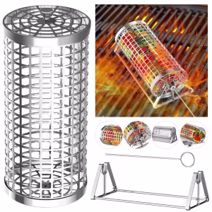 4 pièces/2pcs/1pc. Grill roulant. Panier pour fumer la viande, le poisson et le légumes. panier à barbecue