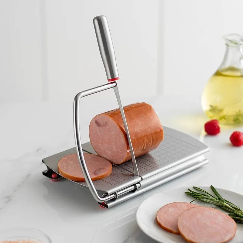 Trancheuse multifonctionnelle. Beurre. Fromage. Jambon. Saucisse. Gadgets de cuisine. Planche à découper en acier inoxydable avec base d’aspiration en silicone – Image 3