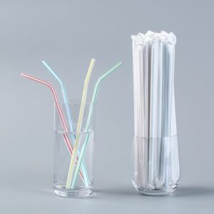 100 pièces. Pailles pliables en plastique jetables pour la boisson, jus, lait, smoothie et cocktail