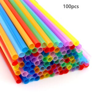 200 pièces/100pcs. Pailles jetables en plastique pour la boisson, jus, lait, smoothie et cocktail