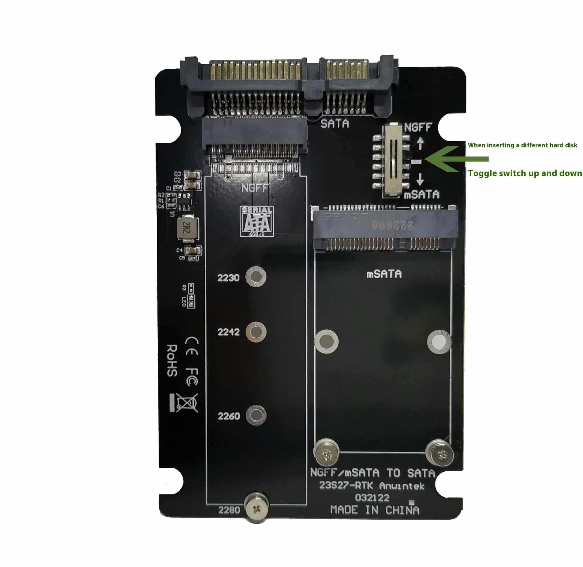 Carte adaptatrice SSD à semi-conducteurs MSATAm2 N – Image 8