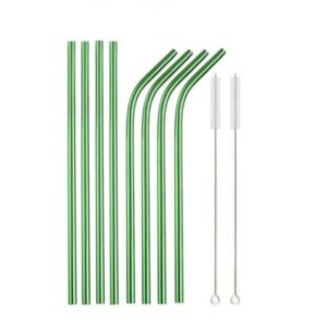 10 pièces. Pailles en acier inoxydable lavables et réutilisables pour la boisson, jus, café, thé, lait, smoothie et cocktail