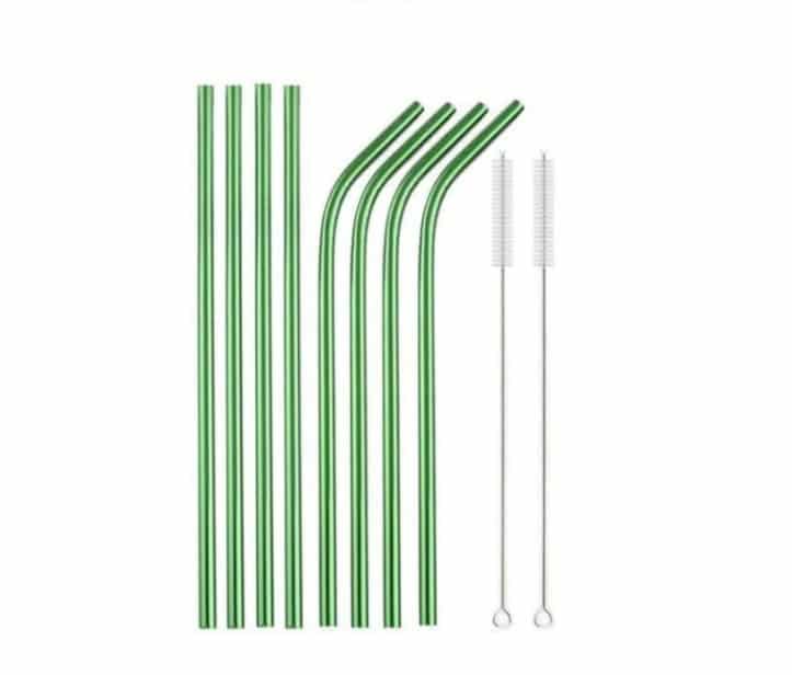 10 pièces. Pailles en acier inoxydable lavables et réutilisables pour la boisson, jus, café, thé, lait, smoothie et cocktail