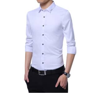 Chemise élégante à manches longues en soie pour hommes