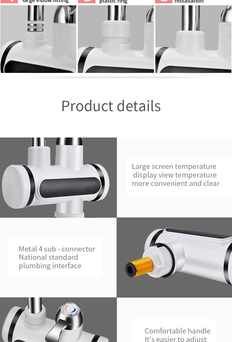 Chauffe-eau électrique du robinet de cuisine et salle de bain. Affichage de température du chauffe-eau – Image 2