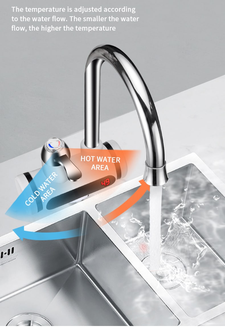 Chauffe-eau électrique du robinet de cuisine et salle de bain. Affichage de température du chauffe-eau – Image 5